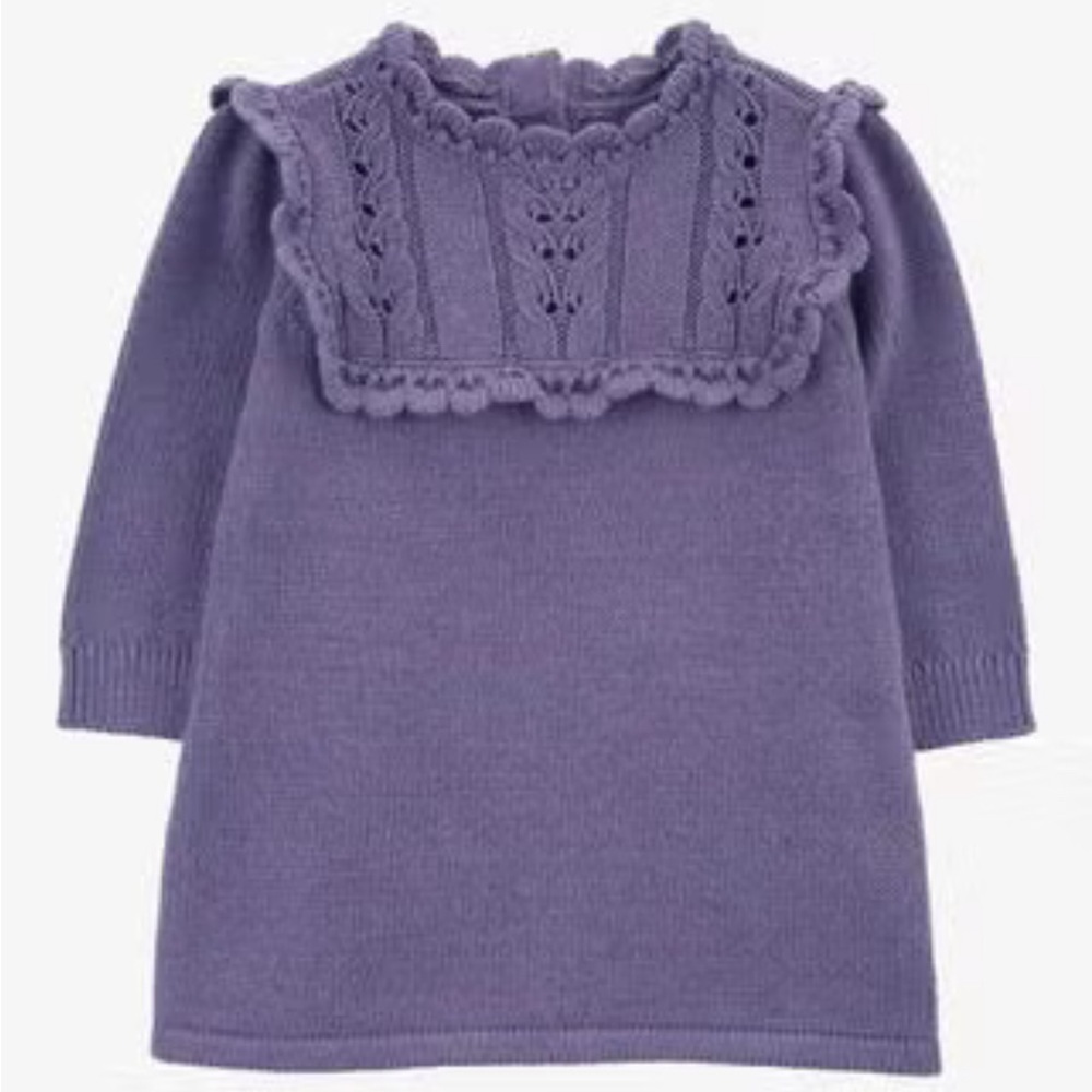 OshKosh Carters Purple French Terry Eyelet Knit Dress - 9 Months - Baby Formal